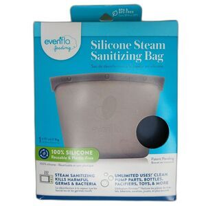 Evenflo Feeding Silicone Steam Sanitizing Bag Reusable Plastic-Free Grey NEW